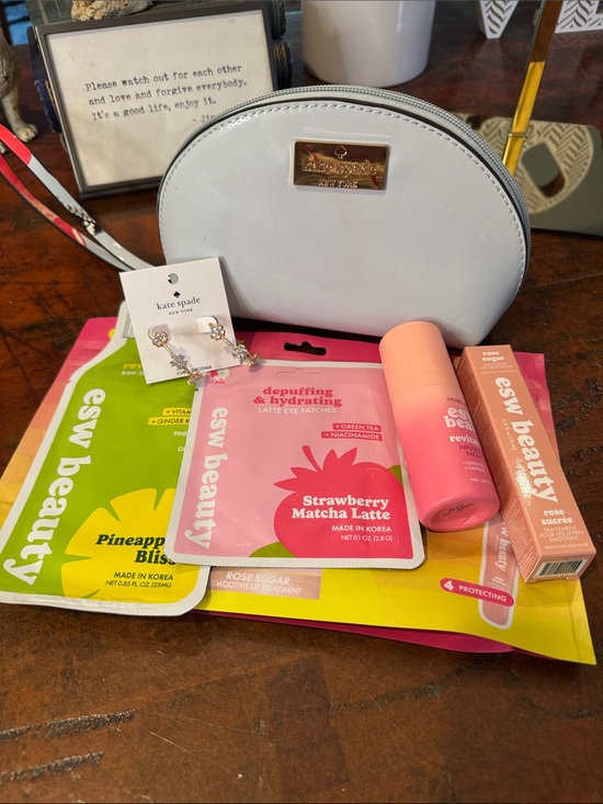 kate spade Jewelry - 💕kate spade pastel light blue dome cosmetic pouch and earrings w/beauty kit (3)